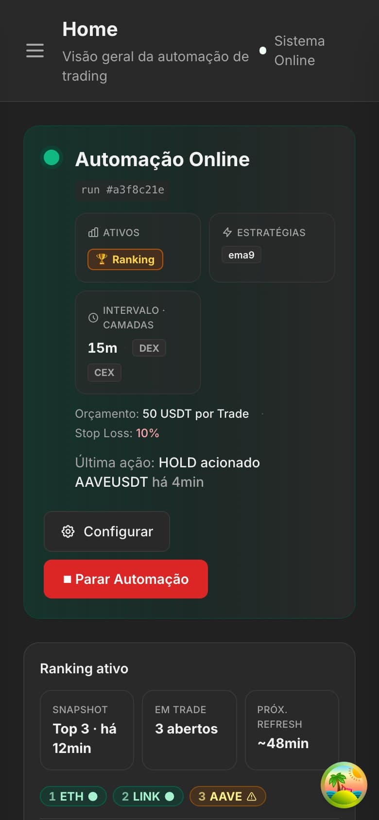 Home da automação de trading do RoboPolygon